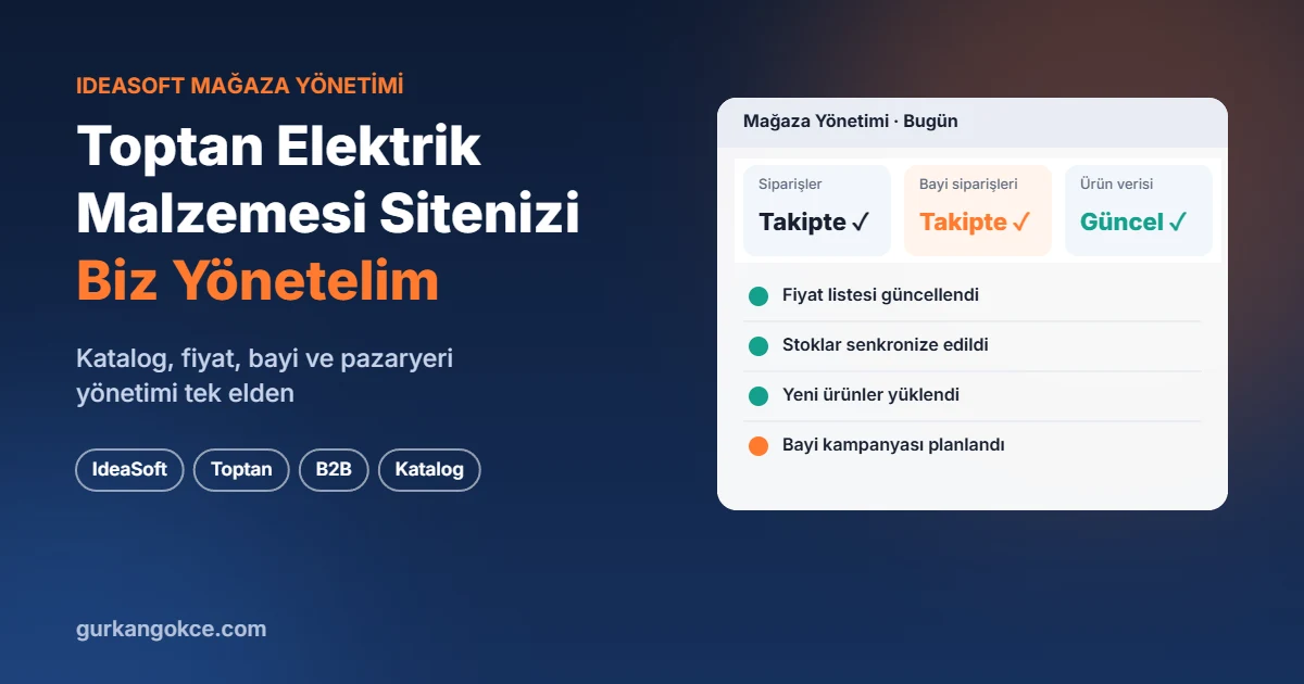 Toptan Elektrik Malzemesi E-Ticaret Sitenizi Biz Yönetelim: IdeaSoft Mağaza Yönetimi